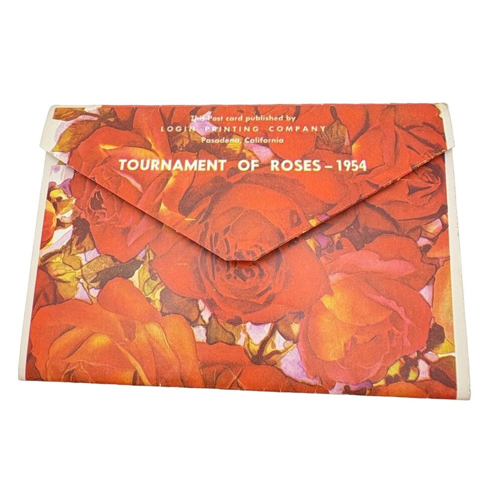 Vintage 1954 Tournament Of Roses Parade Postcard Booklet Folder 10 Photos
